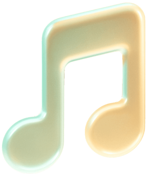 Glowing amber glass musical note illustration