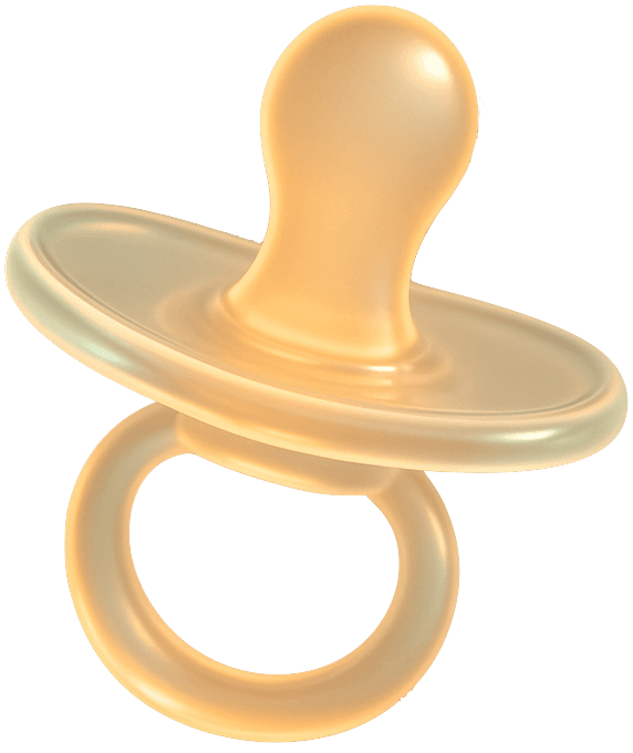 Glowing amber glass baby pacifier illustration