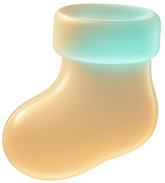 Glowing amber glass baby sock illustration