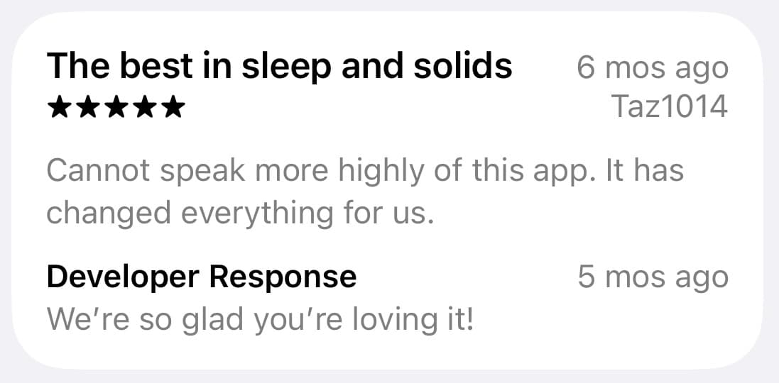 Five-star App Store review of Bambii